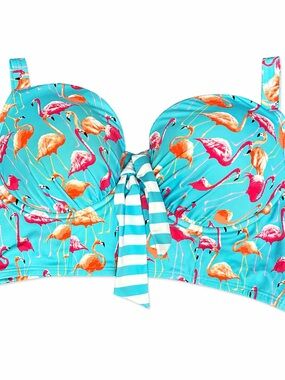 Torrid Women’s Flamingo Print Push-Up Bikini Top Size 00 C/D NWT Blue Swim Top